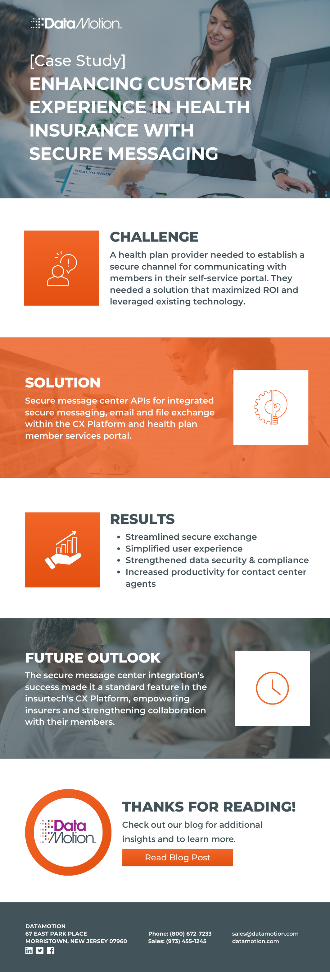 Infographic for case study enhancing customer experience in health insurance with secure messaging