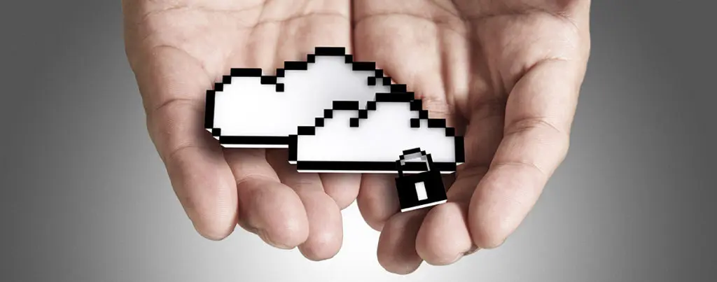 illustration of secure cloud and a hand