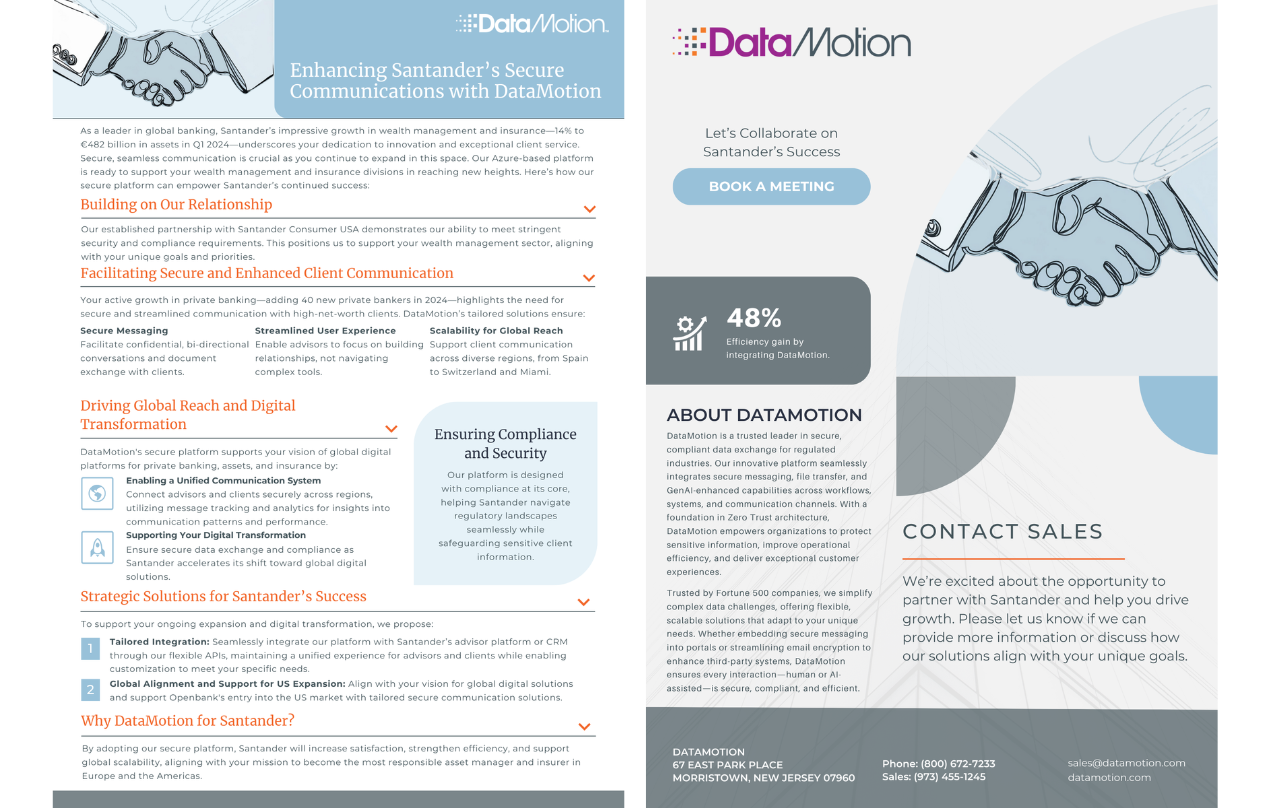 Screenshot of Santander Solution Brief