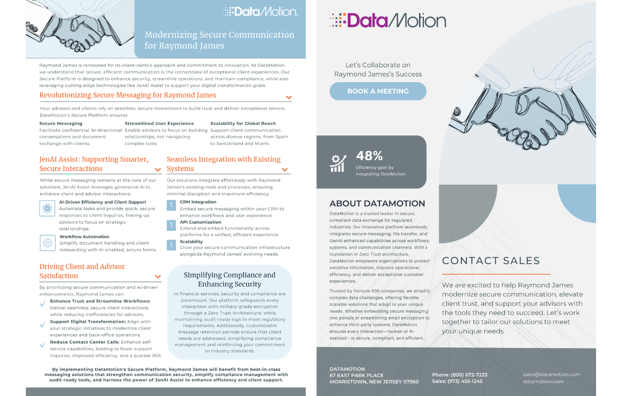 Screenshot of Raymond James Solution Brief