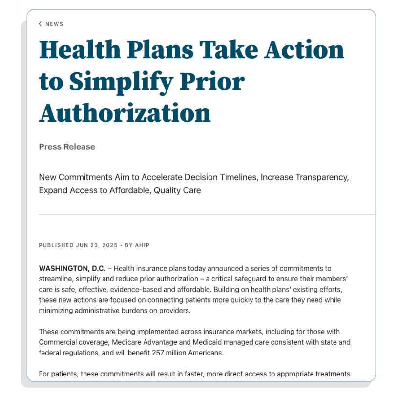 AHIP Health Plans Take Action press release preview